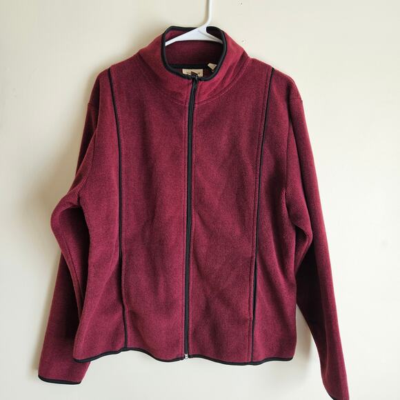 Venario Zip Up Fleece, Cranberry, Sz L - Picture 1 of 6